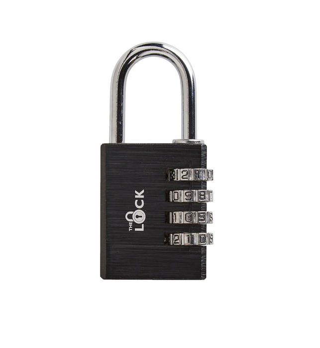 Hængelås m/kode 40 mm sort aluminium